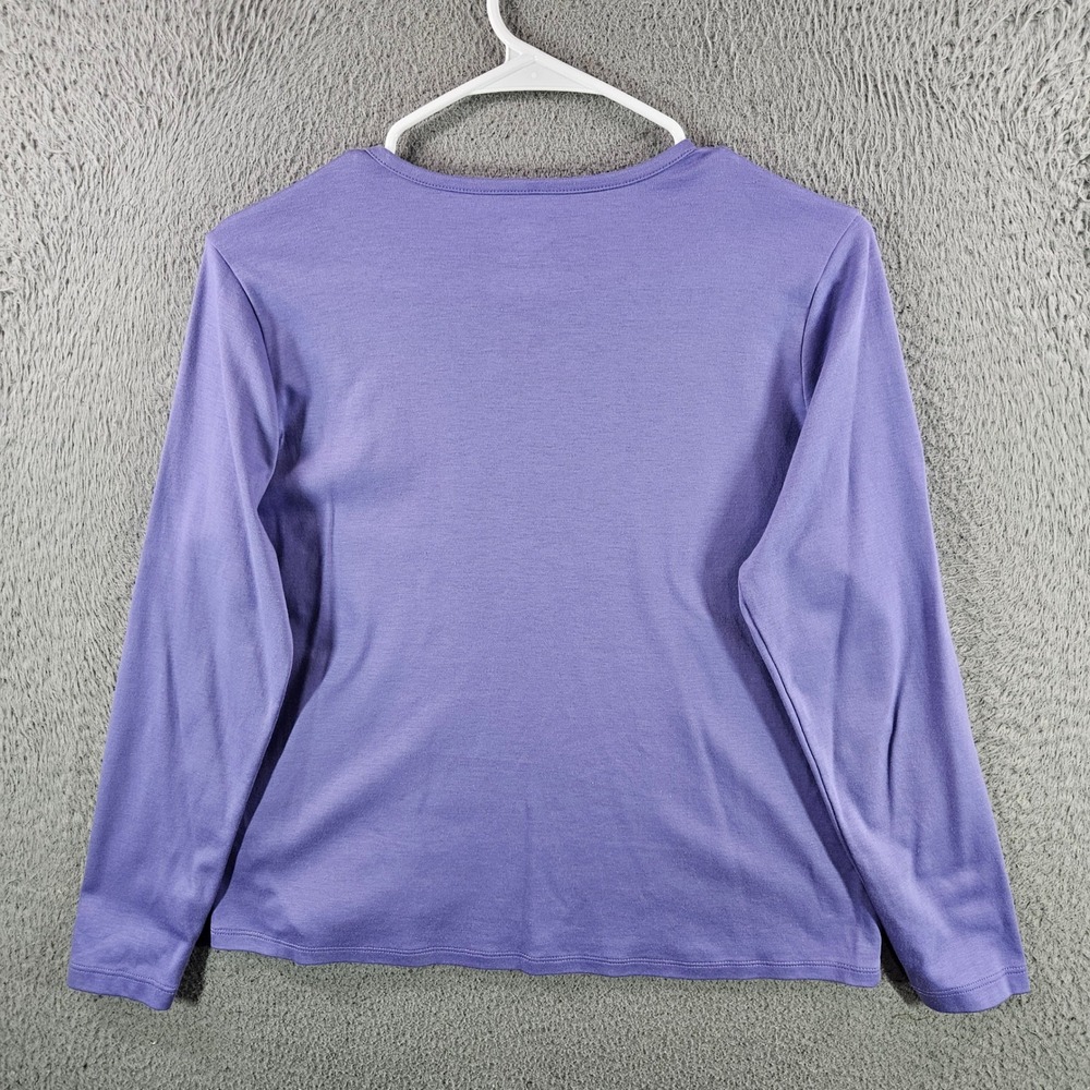 LL Bean Women Purple Supima Cotton Long Sleeve Crewneck Tee Shirt M Petite - Picture 4 of 7